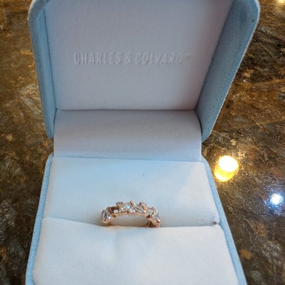 Marquise & Round Accented Colorless Anniversary Band 1.31CTW DEW 14K Rose Gold